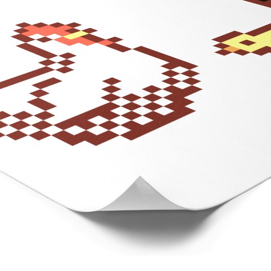 Hen, roster en chick Pixel Poster (Hoek)