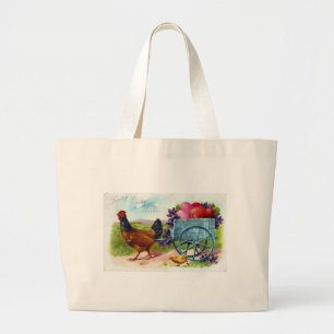 Hen trekkar PaasVintage Briefkaart Grote Tote Bag