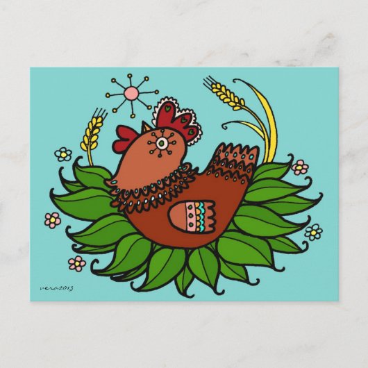Hen Ukraine Folk Art Briefkaart (Voorkant)