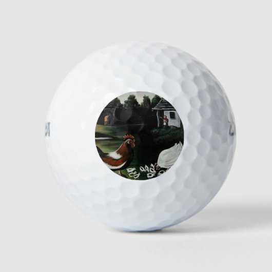 Hen with her Chicks in a Rural Farmyard Landscape Golfballen (Voorkant)