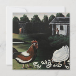 Hen with her Chicks in a Rural Farmyard Landscape Kaart