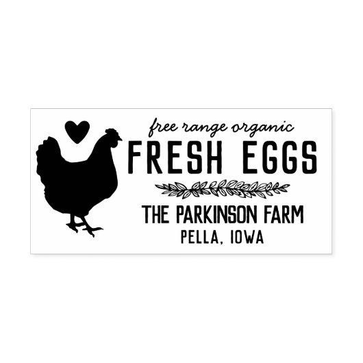 Hen Wreath Heart Fresh Eggs Boerderij Name Rubberstempel (Afrduk)