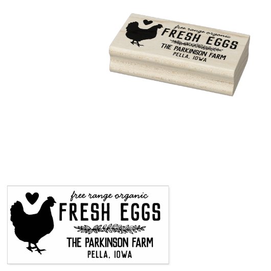 Hen Wreath Heart Fresh Eggs Boerderij Name Rubberstempel (Gestempeld)