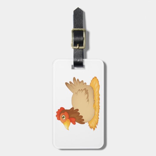 Hen zittend op Nest Schattige Boerderij Animal Bagagelabel (Voorkant verticaal)