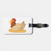 Hen zittend op Nest Schattige Boerderij Animal Bagagelabel (Achterkant horizontaal)