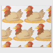 Hen zittend op Nest Schattige Boerderij Animal Cadeaupapier (Vlak)