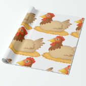 Hen zittend op Nest Schattige Boerderij Animal Cadeaupapier (Uitgerold)