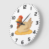 Hen zittend op Nest Schattige Boerderij Animal Grote Klok (Hoek)