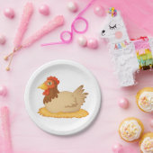Hen zittend op Nest Schattige Boerderij Animal Papieren Bordje (Feest)