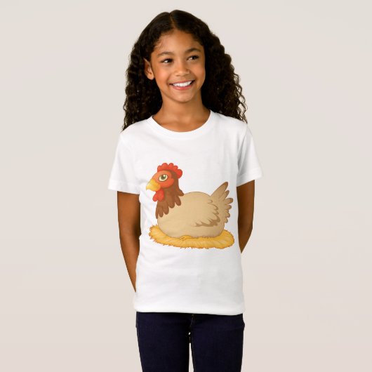 Hen zittend op Nest Schattige Boerderij Animal T-shirt (Voorkant volledig)