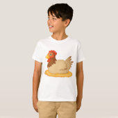 Hen zittend op Nest Schattige Boerderij Animal T-shirt (Voorkant volledig)