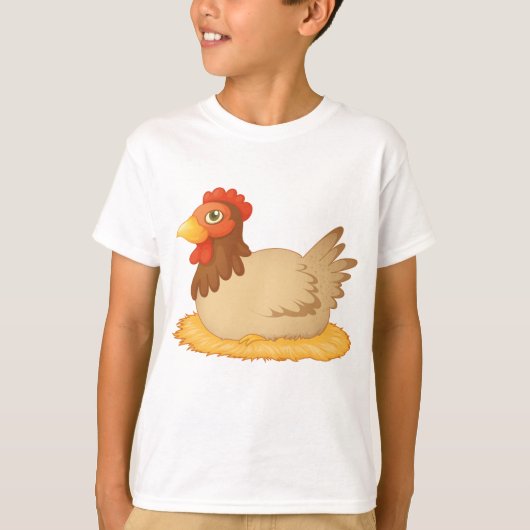 Hen zittend op Nest Schattige Boerderij Animal T-shirt (Voorkant)