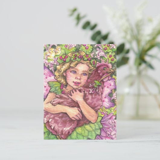 Henbit Fairy knugging Briefkaart kipkip (Staand voorkant)