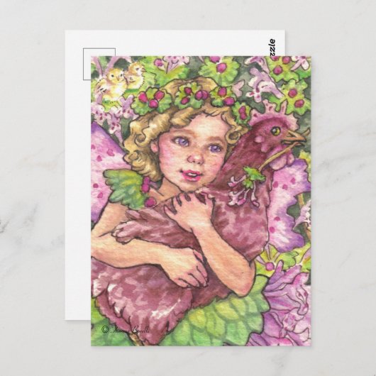 Henbit Fairy knugging Briefkaart kipkip (Voorkant / Achterkant)