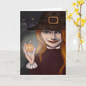 Hendch met Jack O'Lantern 5 x 7 inch op kaart (Gele Bloem)