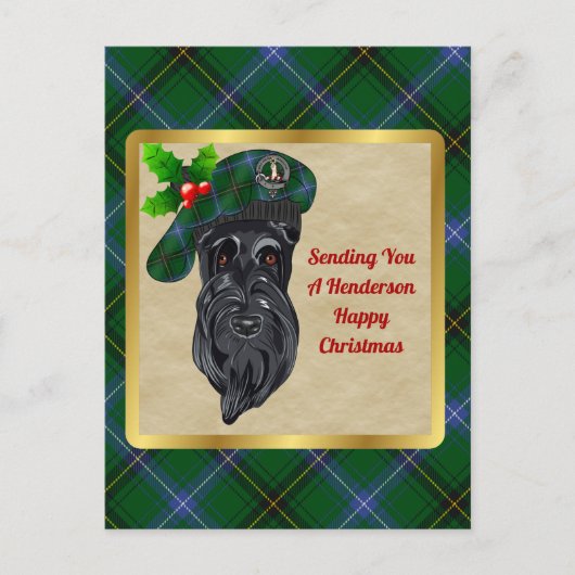 Henderson Clan Badge & Tartan KerstBriefkaart Briefkaart (Voorkant)