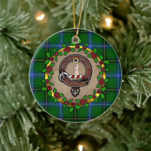 Henderson Clan Badge & Tartan Persoonlijke mas Keramisch Ornament (Boom)