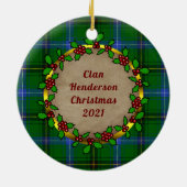 Henderson Clan Badge & Tartan Persoonlijke mas Keramisch Ornament (Achterkant)