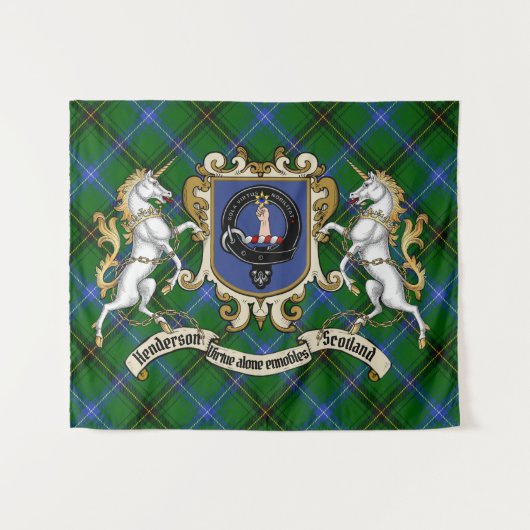 Henderson Clan Badge & Unicorns w/Tartan Wandkleed (Voorkant (horizontaal))