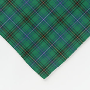 Henderson Clan Bright Green en Blue Tartan Fleece Deken