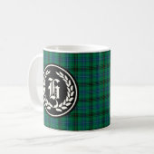 Henderson Clan Green en Blue Tartan Monogram Koffiemok (Voorkant links)