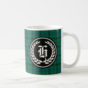 Henderson Clan Green en Blue Tartan Monogram Koffiemok