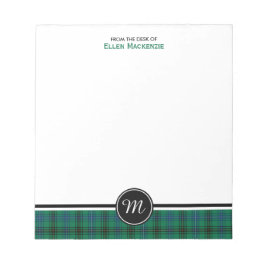 Henderson Clan Green en Blue Tartan Monogram Notitieblok