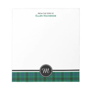Henderson Clan Green en Blue Tartan Monogram Notitieblok