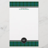 Henderson Clan Tartan groen en blauw monogram Briefpapier (Voorkant)