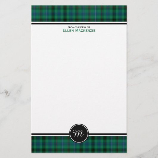 Henderson Clan Tartan groen en blauw monogram Briefpapier (Voorkant)