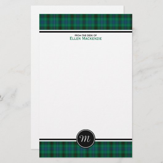 Henderson Clan Tartan groen en blauw monogram Briefpapier (Voorkant / Achterkant)