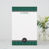 Henderson Clan Tartan groen en blauw monogram Briefpapier (Staand voorkant)