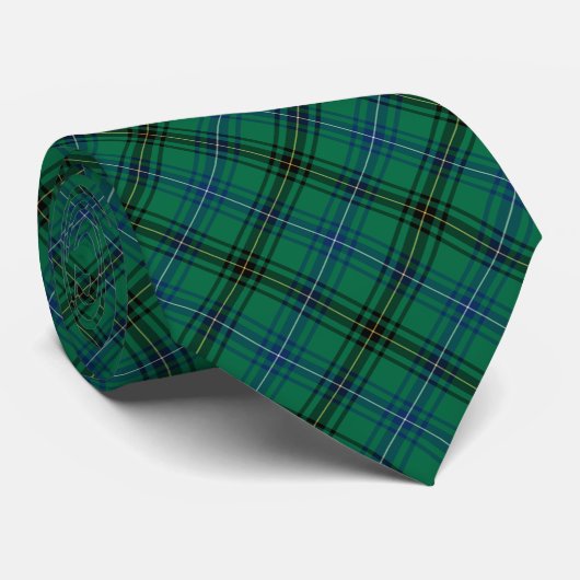 Henderson Clan Tartan Helder Groen en Blauw Plaid Stropdas (Opgerold)