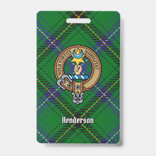 Henderson-clanwapen over tartan badge