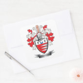 Henderson Family Crest Coat. Vierkante Sticker (Envelop)