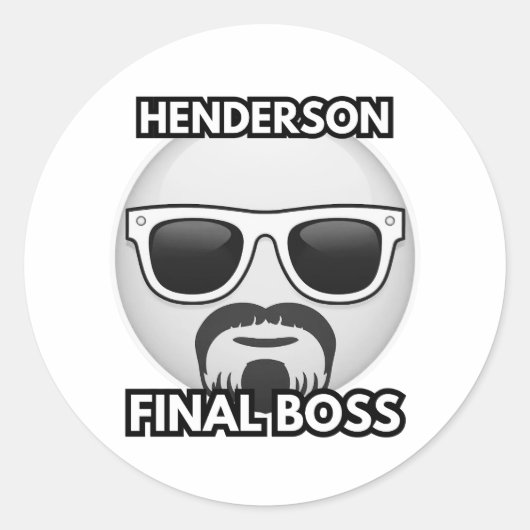 Henderson Final Boss Cool Emoji Ronde Sticker (Voorkant)