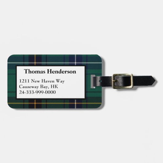 Henderson Green Tartan Pset Bagagelabel (Voorkant horizontaal)