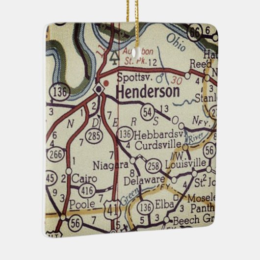 Henderson KY  Map Keramisch Ornament (Rechts)