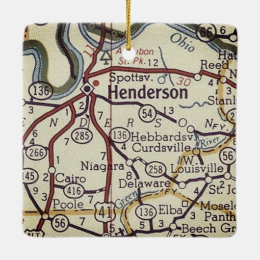 Henderson KY  Map Keramisch Ornament (Achterkant)