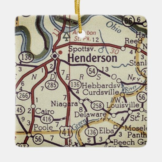 Henderson KY  Map Keramisch Ornament (Voorkant)