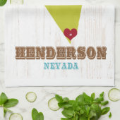 Henderson, Nevada-kaart - thuis is het hart daar Theedoek (Gevouwen)
