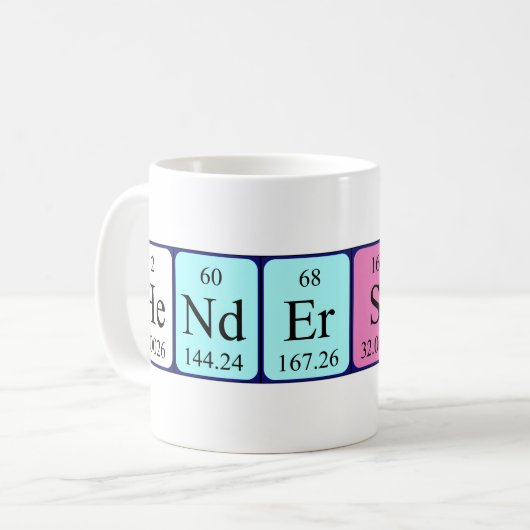 Henderson periodieke lijstnaam mok (Voorkant links)