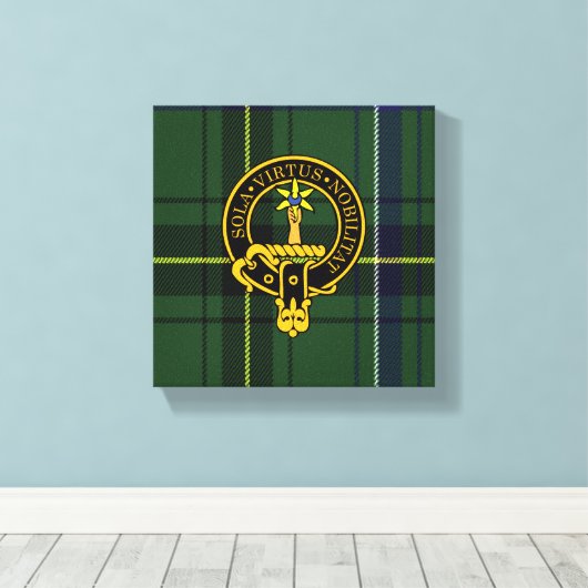 Henderson Scottish Crest en Tartan Canvas print (Insitu (Houten vloer))