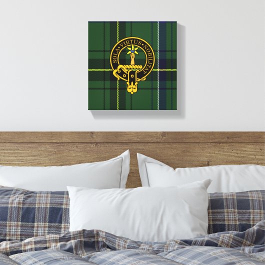 Henderson Scottish Crest en Tartan Canvas print (Insitu (Slaapkamer))
