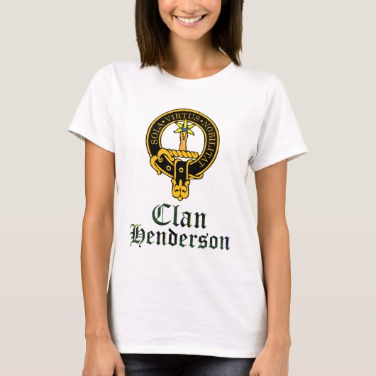 Henderson scottish crest en tartan clan name t-shirt (Voorkant)