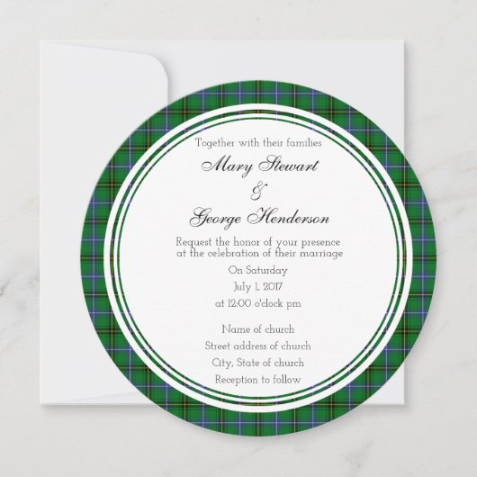 Henderson Scottish Wedding Round Invitation Kaart (Voorkant)