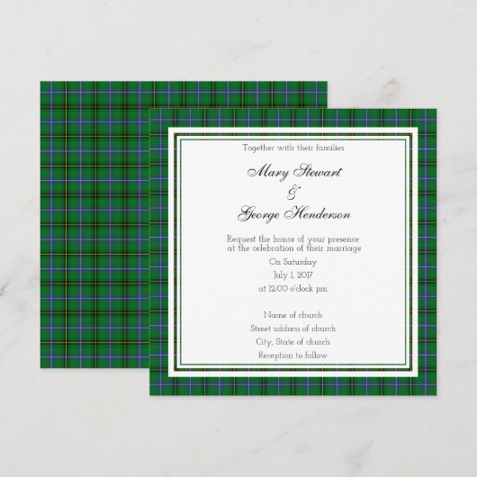 Henderson Scottish Wedding Square Uitnodiging (Voorkant / Achterkant)