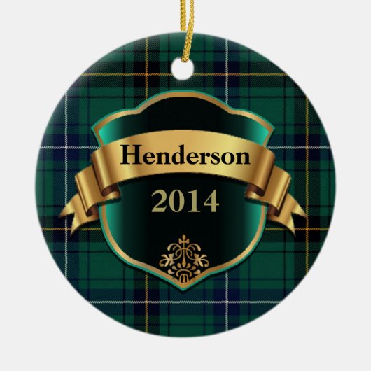 Henderson Tartan Pset Aangepast versieringsmiddel Keramisch Ornament (Voorkant)