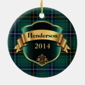 Henderson Tartan Pset Aangepast versieringsmiddel Keramisch Ornament (Achterkant)