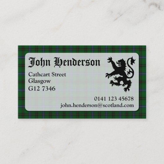 Henderson Tartan Visitekaartje (Voorkant)